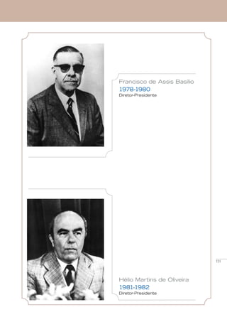 121
Francisco de Assis Basílio
1978-1980
Diretor-Presidente
Hélio Martins de Oliveira
1981-1982
Diretor-Presidente
 