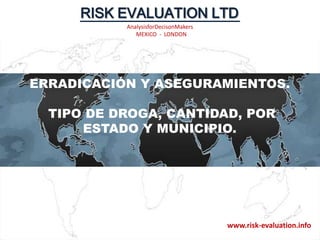  ERRADICACIÓN Y ASEGURAMIENTOS. TIPO DE DROGA, CANTIDAD, POR ESTADO Y MUNICIPIO. www.risk-evaluation.info 