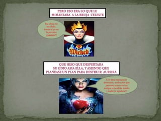 Pero eso era lo que le Molestaba  a la bruja  celesteEsa chica no será feliz, bueno si yo no lo permito ¡¡¡jajajaja!!!Que hiso que despertara su odio Asia ella, y asiendo que Planease un plan para destruir  aurora Con esta manzana te destruiré y todos alos que pensaste que eran tus amigos te tendrán miedo y nadie te ayudara!!!