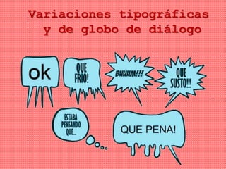 Variaciones tipográficas
y de globo de diálogo
 