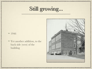 Still growing... 1946 Yet another addition, to the back side (west) of the building 