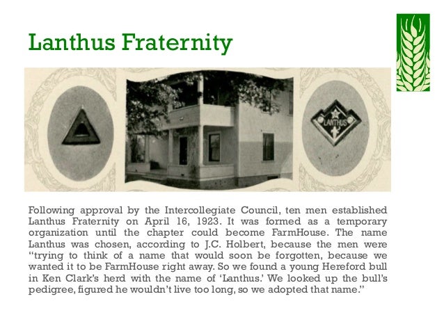 History Of The Iowa State Chapter Of Farmhouse Fraternity