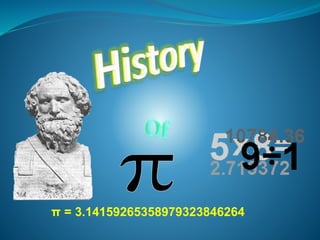 π = 3.14159265358979323846264
 