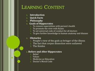 Hippocrates ( with Activity and Quiz) | PPTX