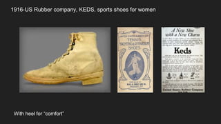 1916-US Rubber company, KEDS, sports shoes for women
With heel for “comfort”
 