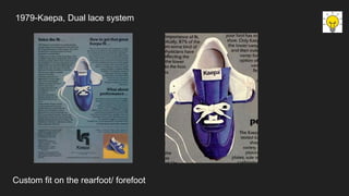 1979-Kaepa, Dual lace system
Custom fit on the rearfoot/ forefoot
 