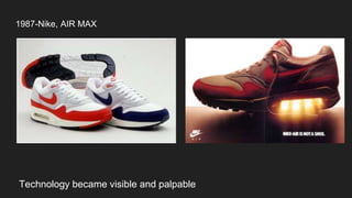 1987-Nike, AIR MAX
Technology became visible and palpable
 