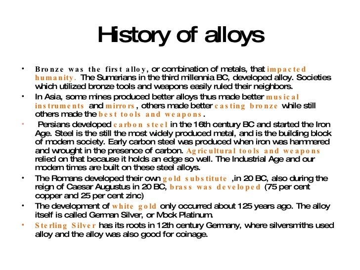 History Of Alloys From Ancient Times