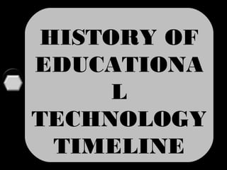 HISTORY OF
EDUCATIONA
     L
TECHNOLOGY
 TIMELINE
 