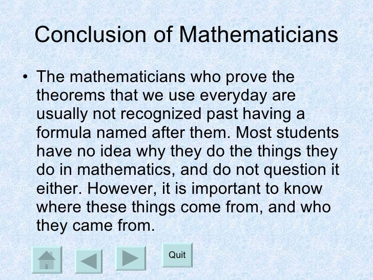 conclusion of mathematics assignment