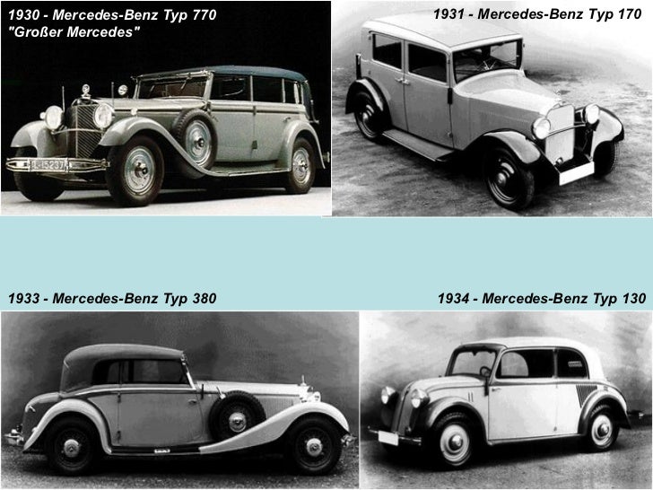 1931 - Mercedes-Benz Typ 170
1930 - Mercedes-Benz Typ 770
quot;Großer Mercedesquot;




1933 - Mercedes-Benz Typ 380   193...