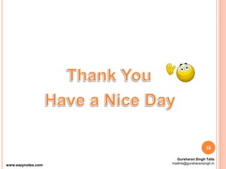 32
www.eazynotes.com
Gursharan Singh Tatla
mailme@gursharansingh.in
 