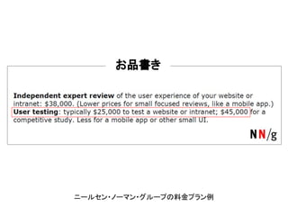 お品書き
ニールセン・ノーマン・グループの料金プラン例
 