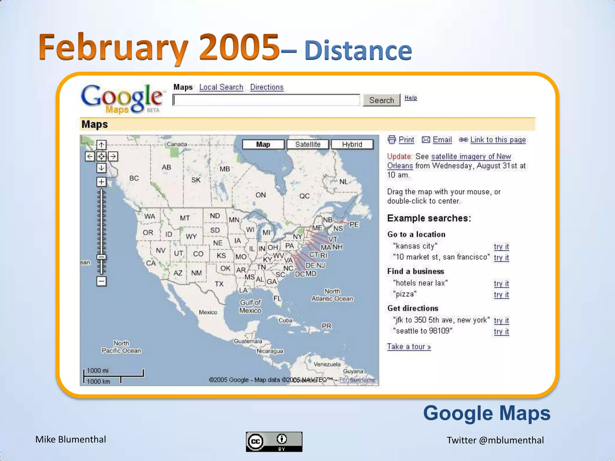 February 2005– DistancevGoogle Maps