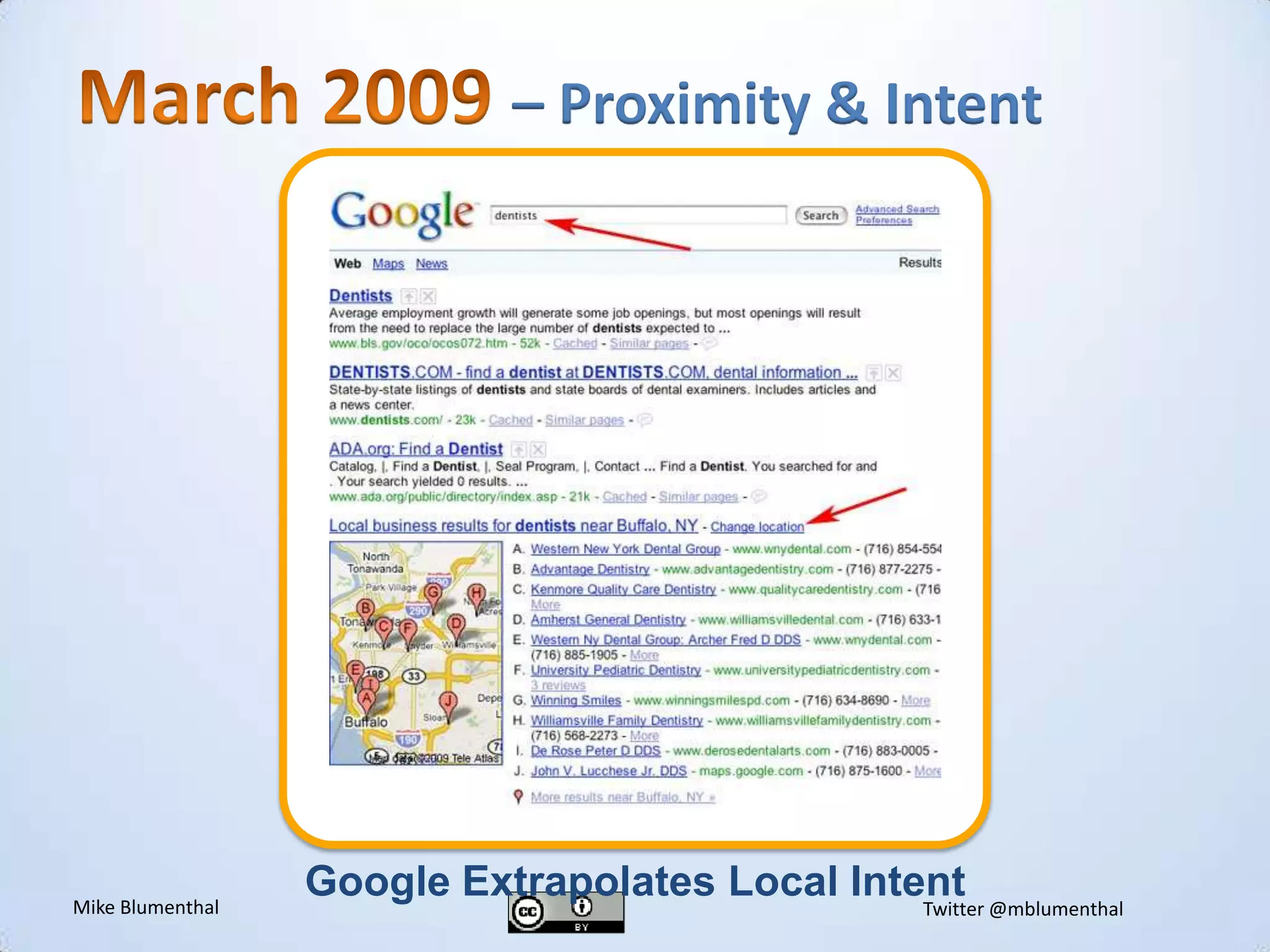 March 2009 – Proximity & IntentvGoogle Extrapolates Local Intent