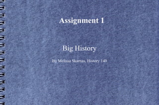 Assignment 1


     Big History
By Melissa Skarnas, History 140
 