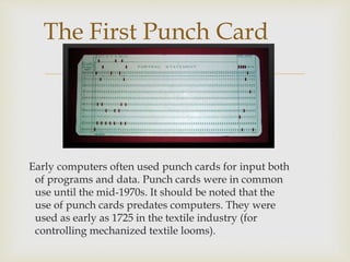 Code Cards First Computer History of Computer Hardware | PPTX