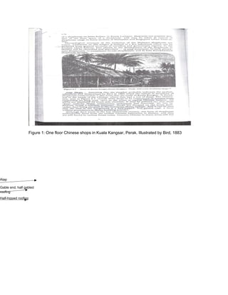 Figure 1: One floor Chinese shops in Kuala Kangsar, Perak. Illustrated by Bird, 1883

Atap
Gable end, half gabled
roofing
Half-hipped roofing

 