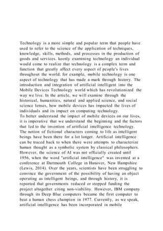 Device Invention Objectives HISTORY AND HUMANITIES LENS ON MOBILE DEVICES 1 HISTORY A | DOCX