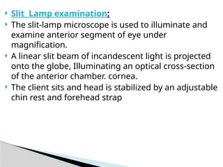 Microscope Forehead Rest History and Physical assessment of patients with eye disorders and ...