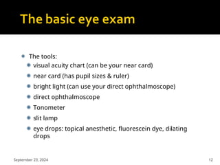 HISTORY AND PHYSICAL EXAM OF THE EYE. HO.ppt