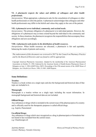 History and principle of pharmacy practice | PDF