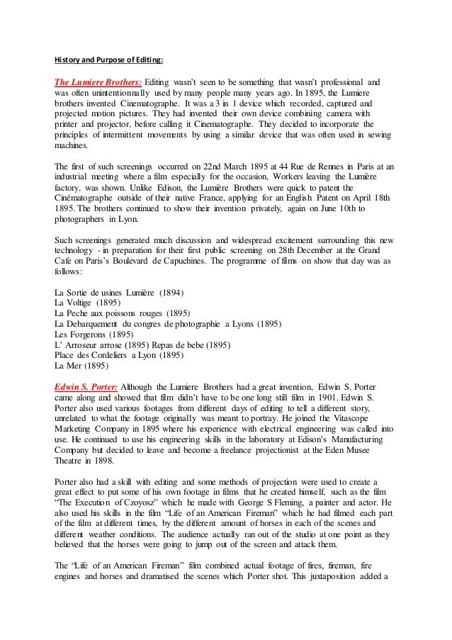 Creative Media Btec History Purpose Of Editing Creative Media Btec History Purpose Of Editing