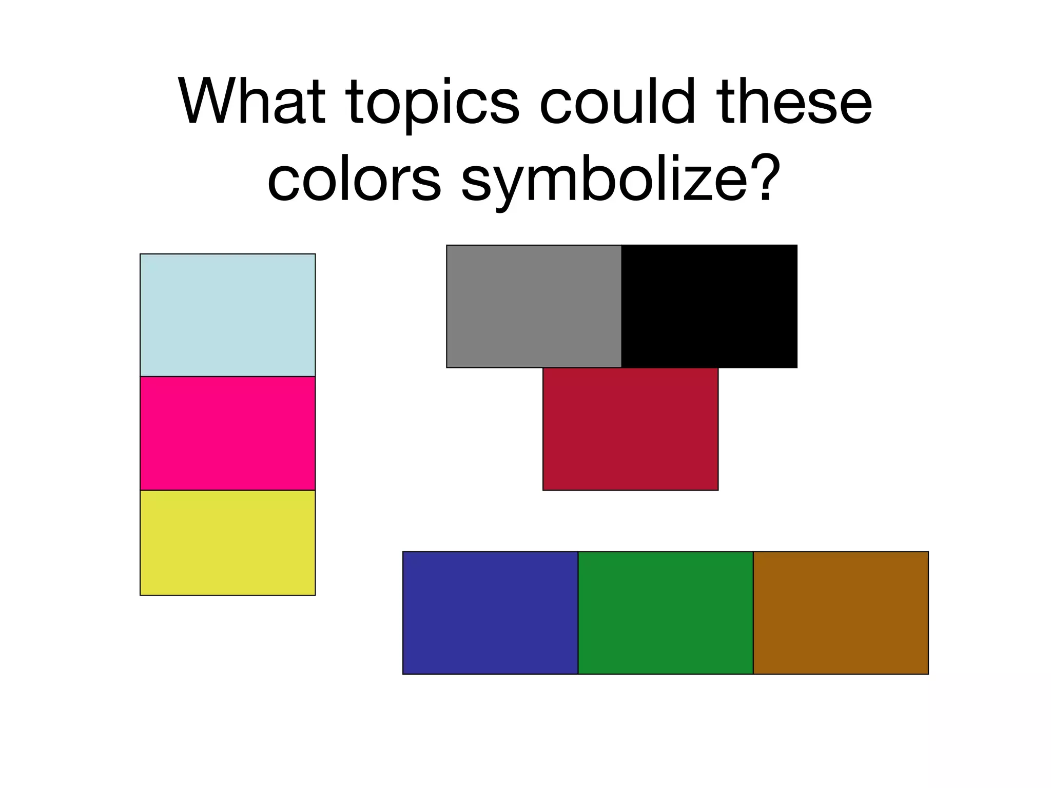 What topics could these
colors symbolize?
 