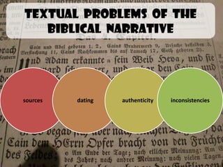 Textual problems of the
   Biblical narrative




sources   dating   authenticity   inconsistencies
 