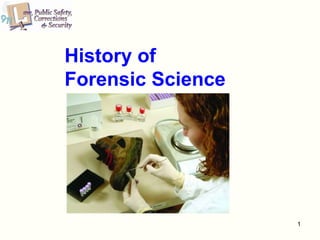 History of
Forensic Science
1
 