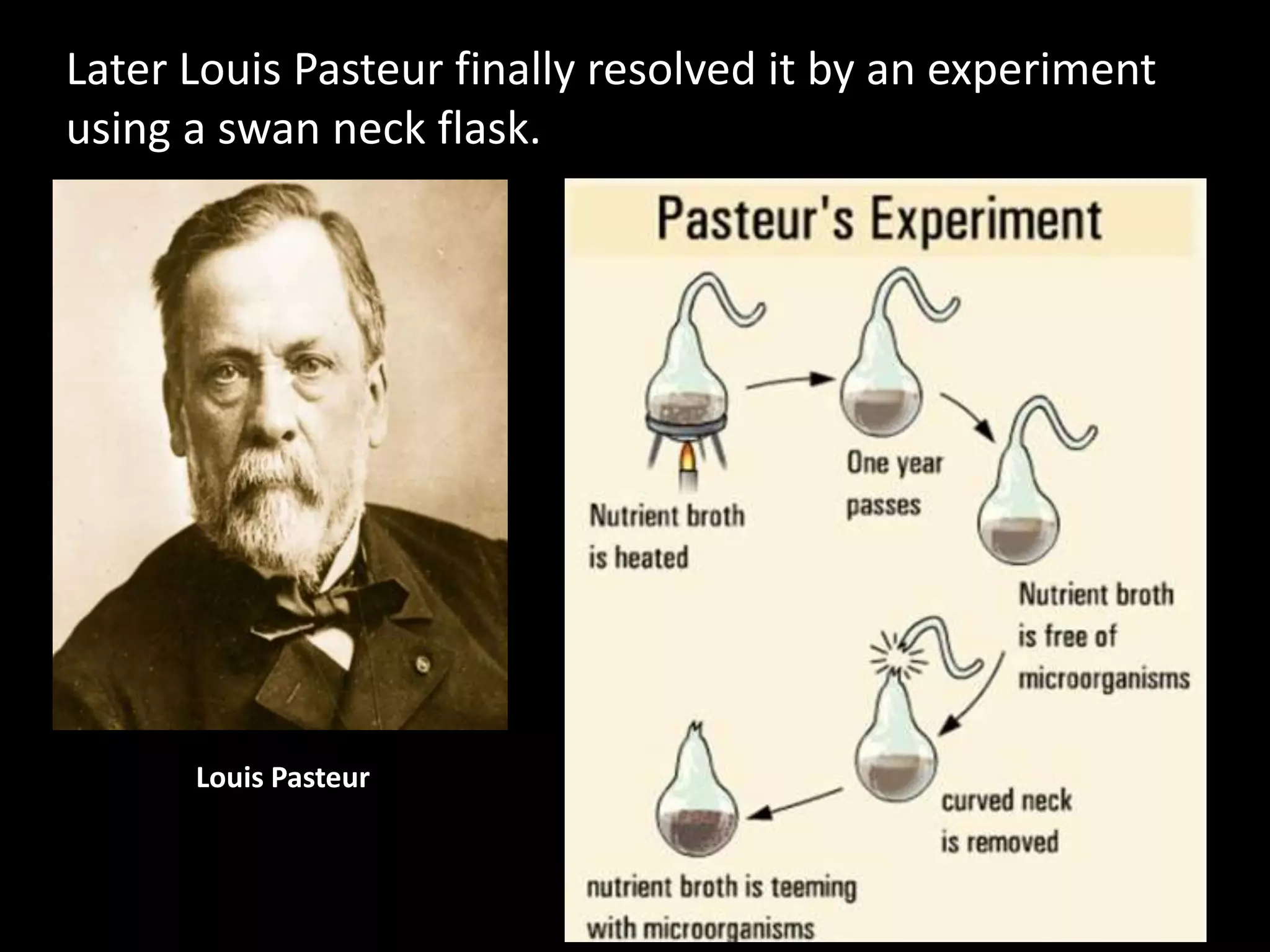 7
Later Louis Pasteur finally resolved it by an experiment
using a swan neck flask.
Louis Pasteur
 