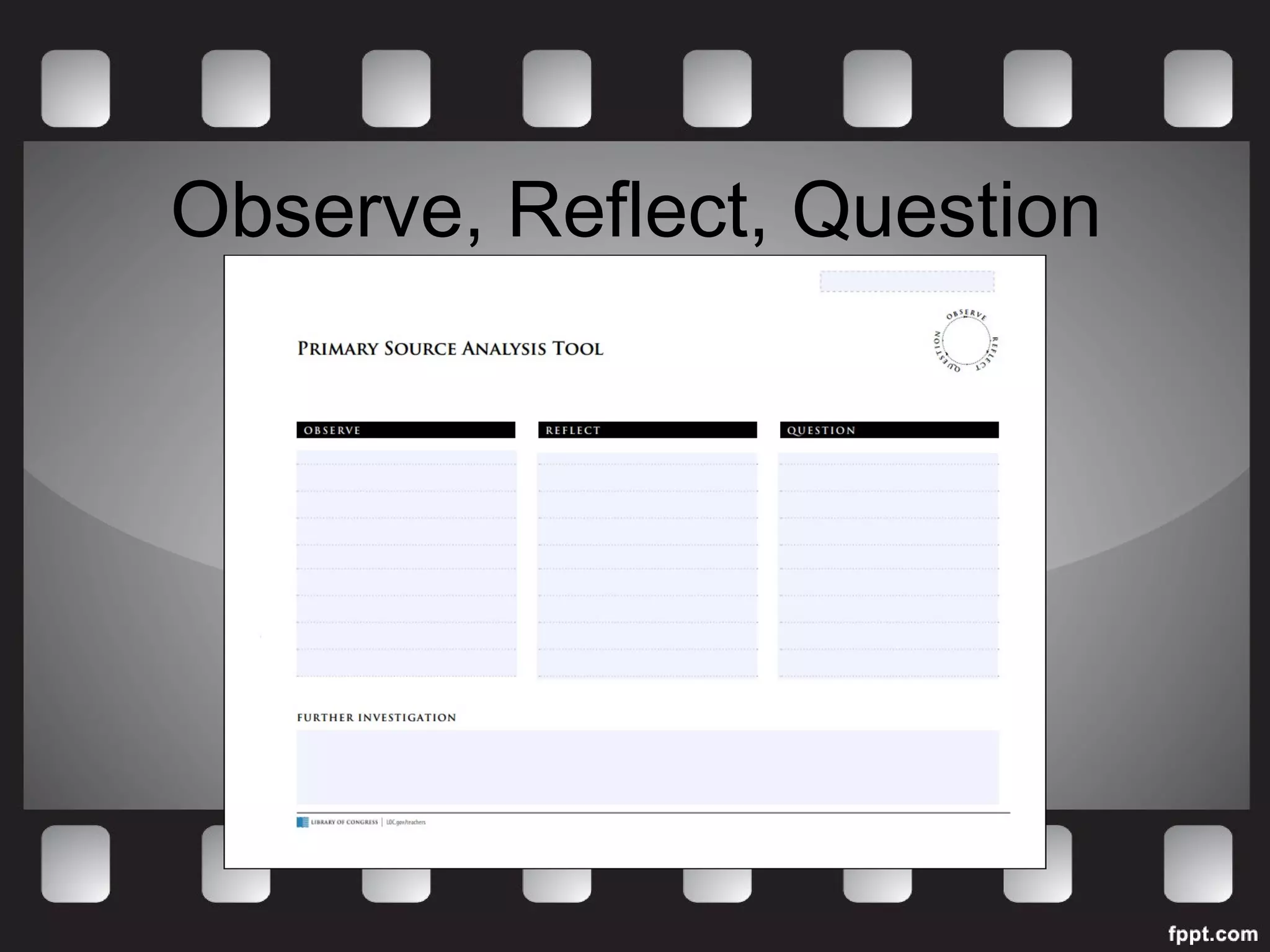 Observe, Reflect, Question 
 