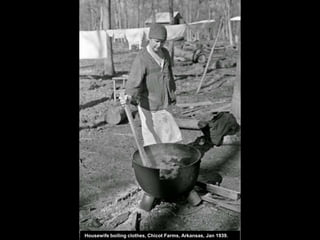 Housewife boiling clothes, Chicot Farms, Arkansas, Jan 1939.
 