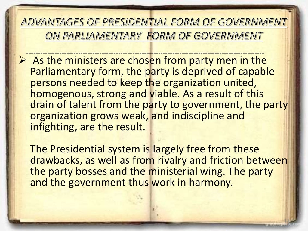 Comparision on PARLIAMENTARY and PRESIDENTIAL form of government with…