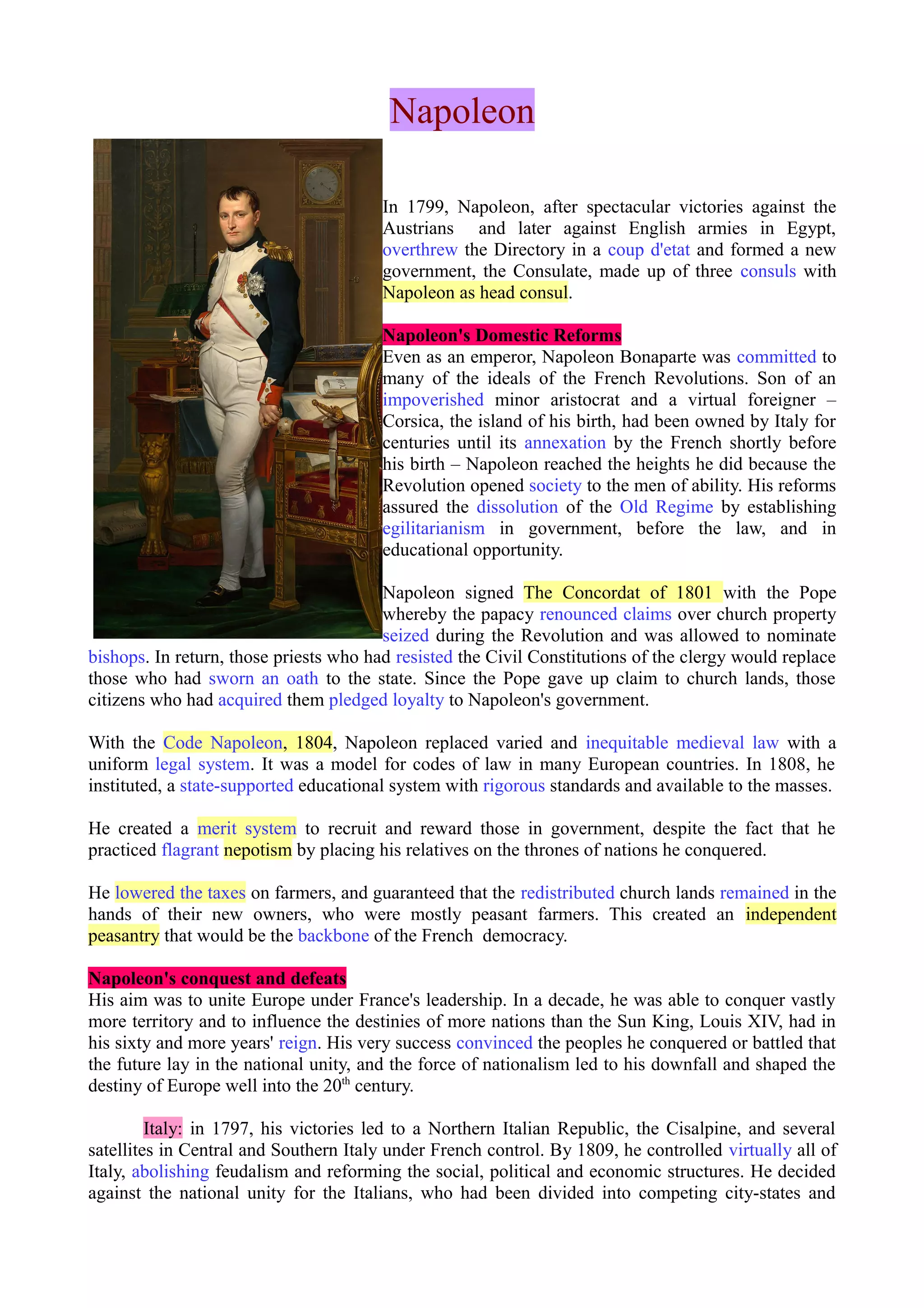 History notes Napoleon | PDF