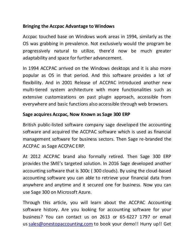 History of accpac accounting software