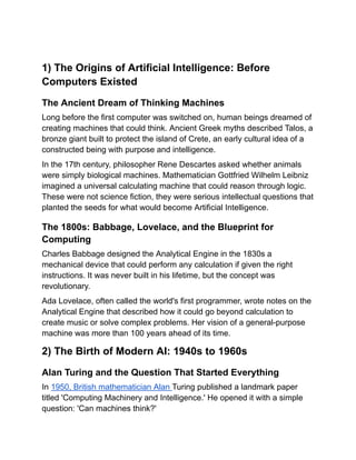History of AI: A Complete Guide to Artificial Intelligence Evolution | PDF