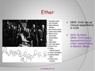 History of anaesthesia | PPTX