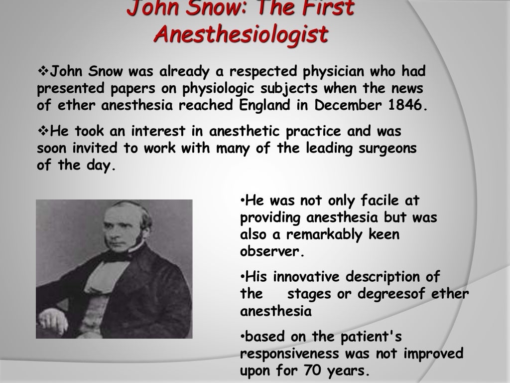 History of anaesthesia