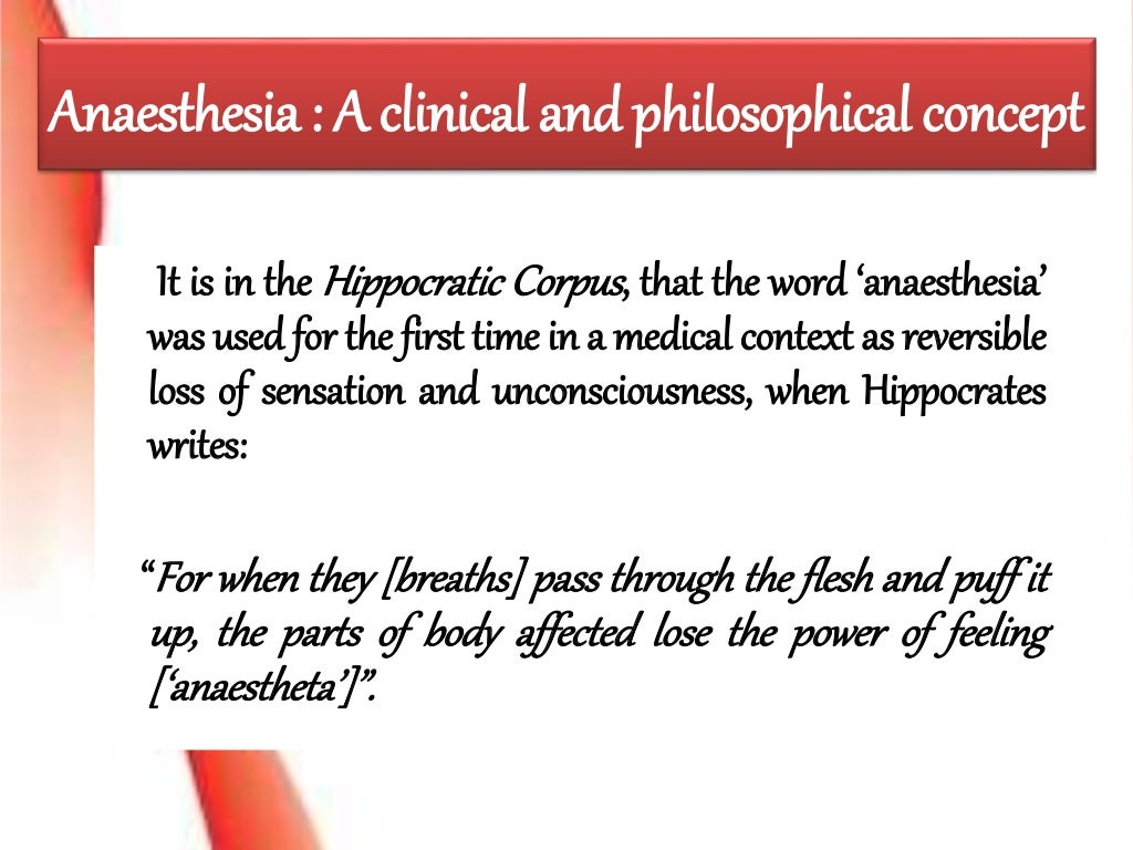 History of anaesthesia