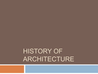 HISTORY OF
ARCHITECTURE
 