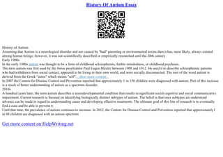 History Of Autism Essay | PPT