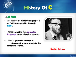 History of c | PPT | Programming Languages | Computing