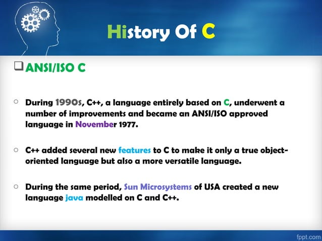 History of c | PPT | Programming Languages | Computing