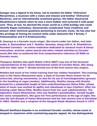 History Of Carnatic Artists