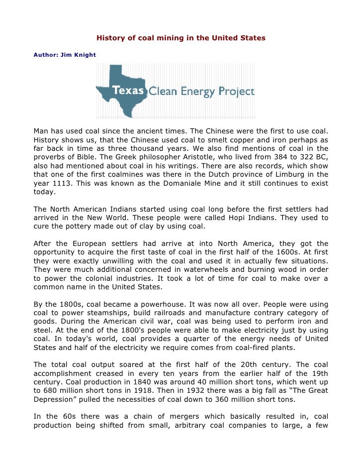 History of coal mining in the united states