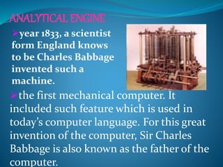 First Computer Algorithm 1843 History of computer | PPTX