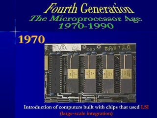 Introduction of computers built with chips that usedIntroduction of computers built with chips that used LSILSI
(large-scale integration)(large-scale integration)
 