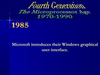 Microsoft introduces their Windows graphicalMicrosoft introduces their Windows graphical
user interface.user interface.
 