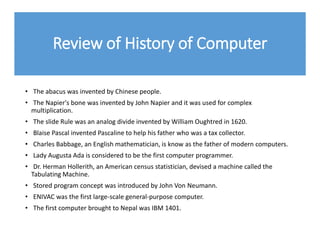 History of computer slide | PPTX | Computing | Technology & Computing